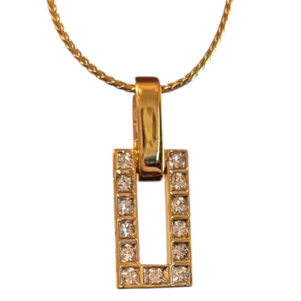 NINA RICCI Crystal Pendant Gold Plated 16” Necklace